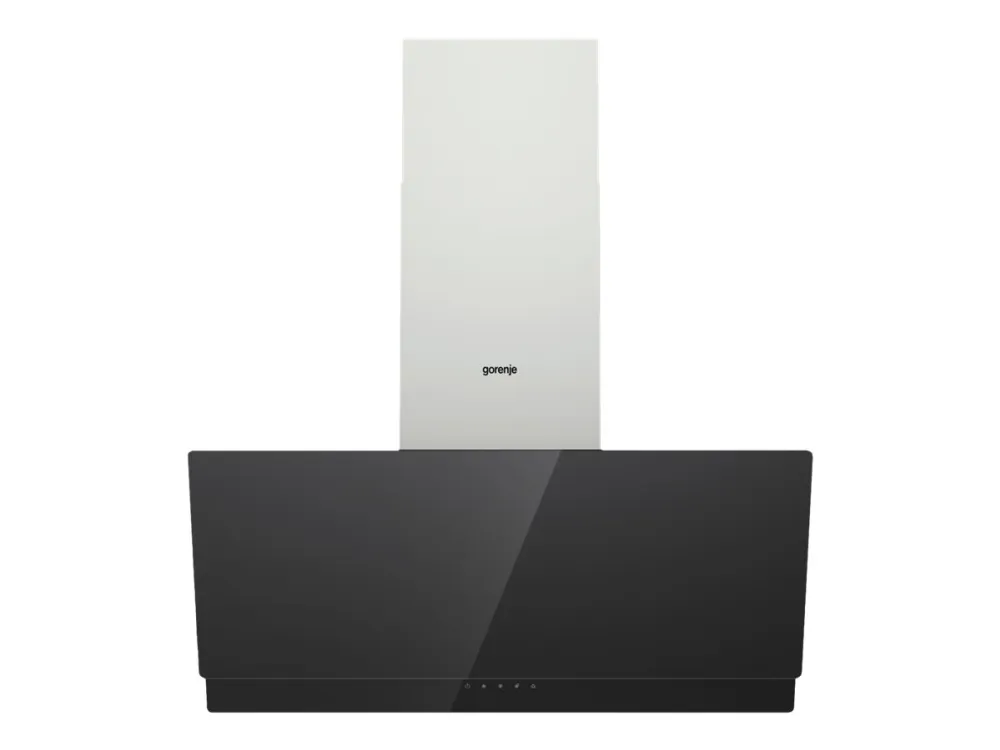 Gorenje Essential WHI949EXBG - Hætte - skorsten vinklet - bredde: 90 cm - dybde: 33.5 cm - udtrækning og recirkulation (-) - med intern motor - rustfrit stål/sølv
