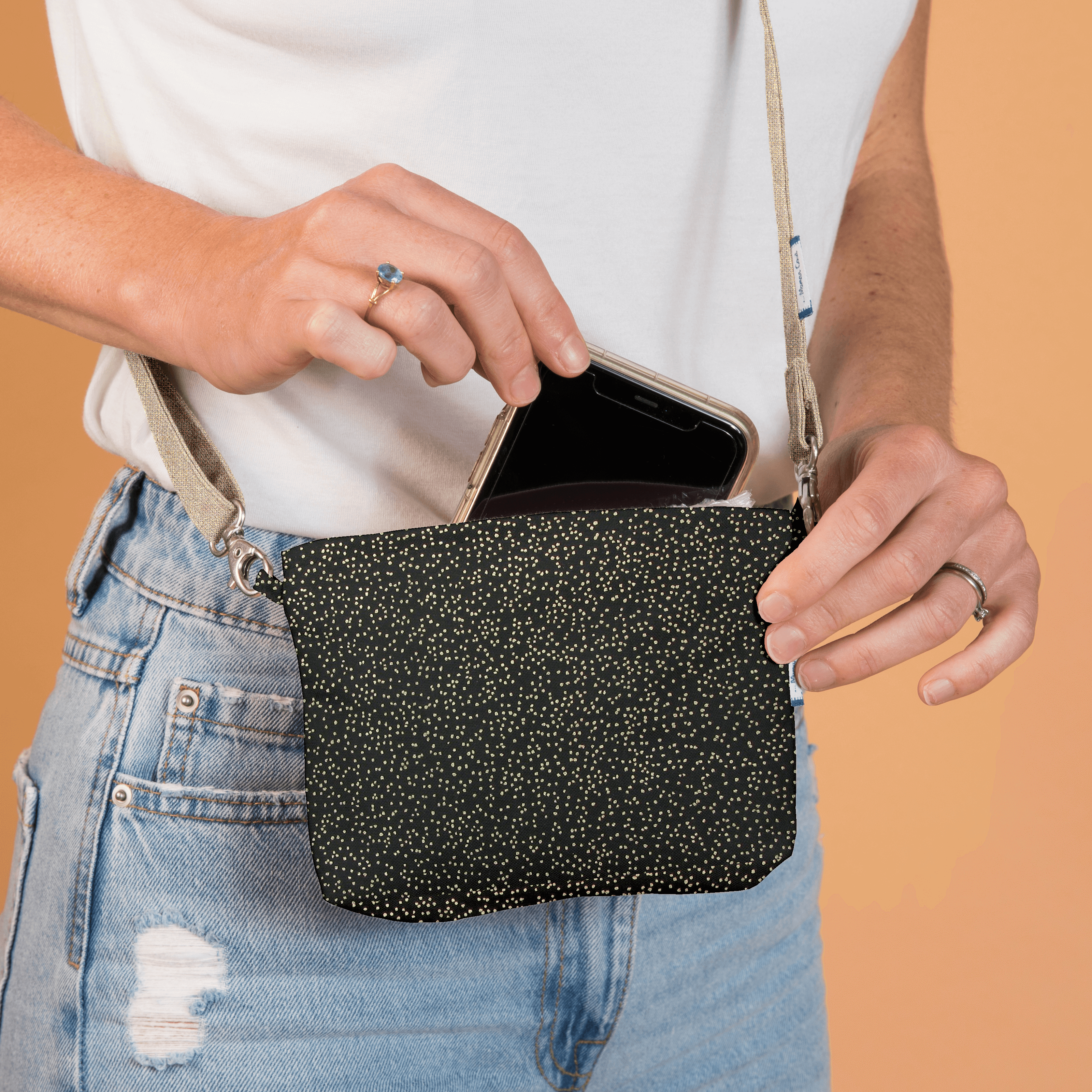 Mini Pochette Tissu Noir Pailleté