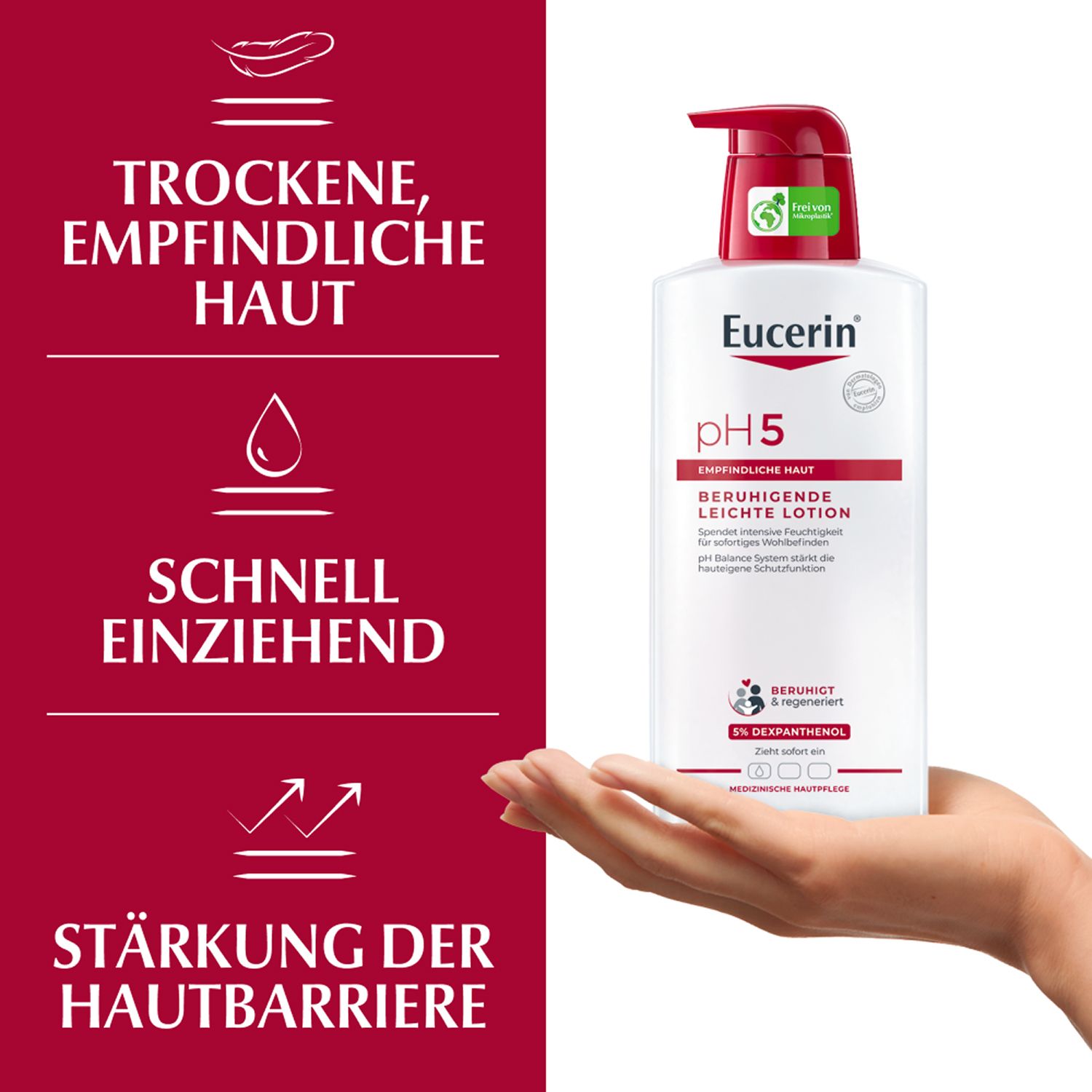 Eucerin® pH5 Leichte Textur Lotion – pflegt empfindliche, normale bis trockene Haut & macht die Haut widerstandsfähiger - Jetzt 3€ sparen mit Code 