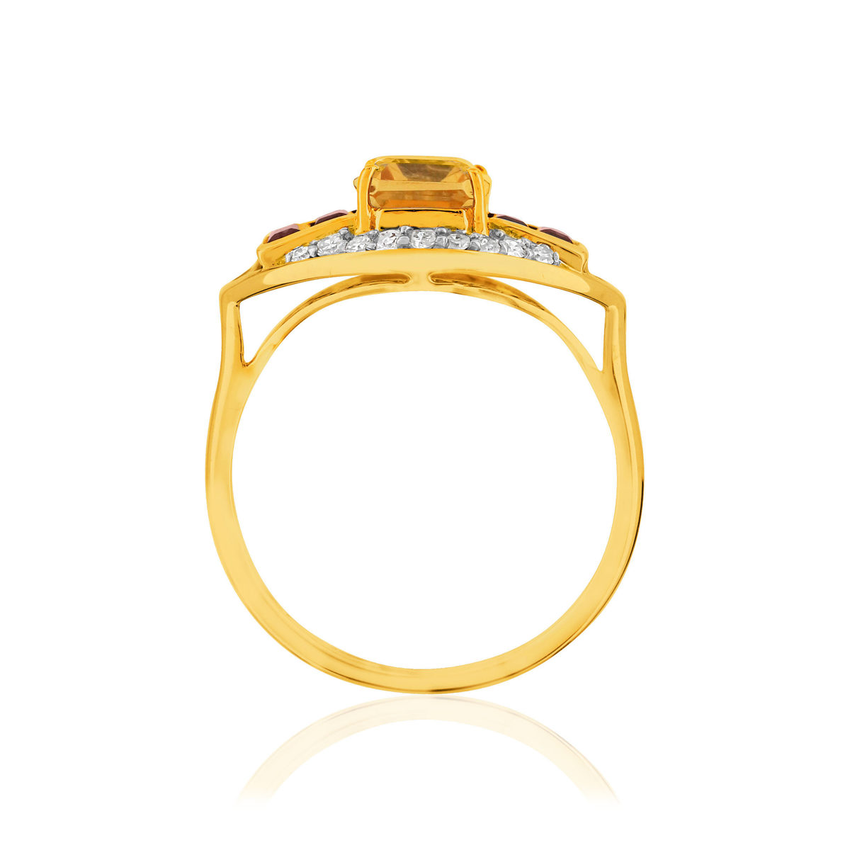 Bague or 375 2 tons pierres fines, diamants et laque