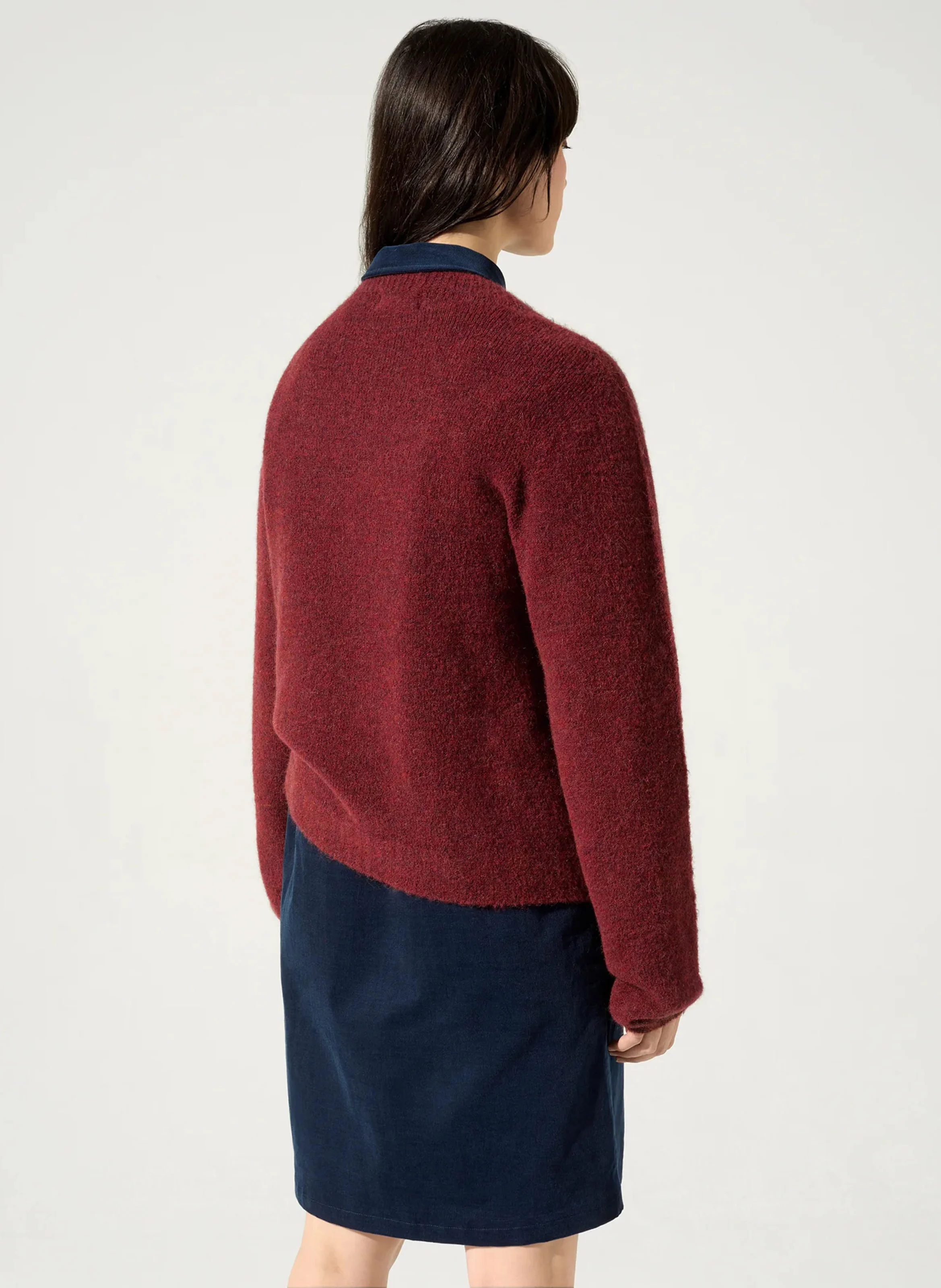 WAYNE - Pull droit col rond en maille mélangée | Rouge