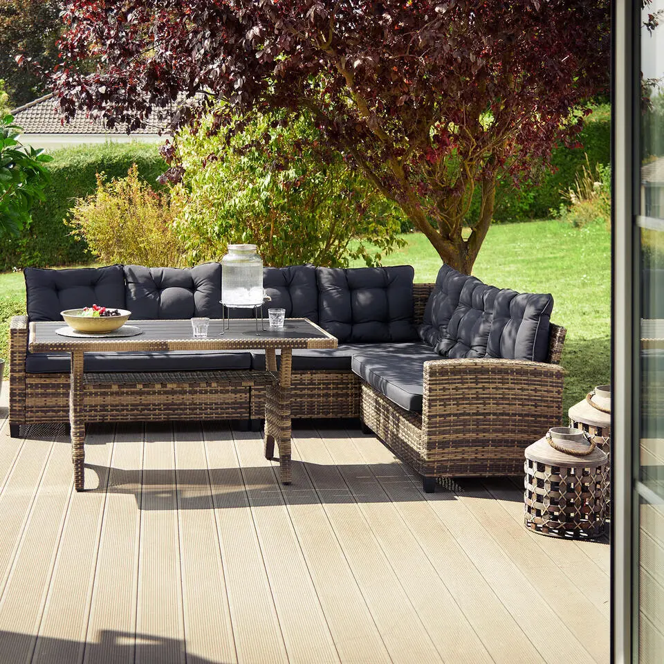 tectake - Loungeset Catania - wicker - grijs