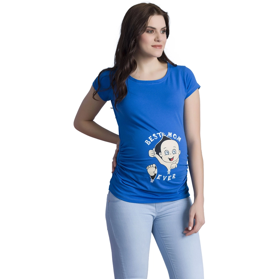 M.M.C. Umstandsshirt Best Mom Ever mit Motiv Dunkelblau