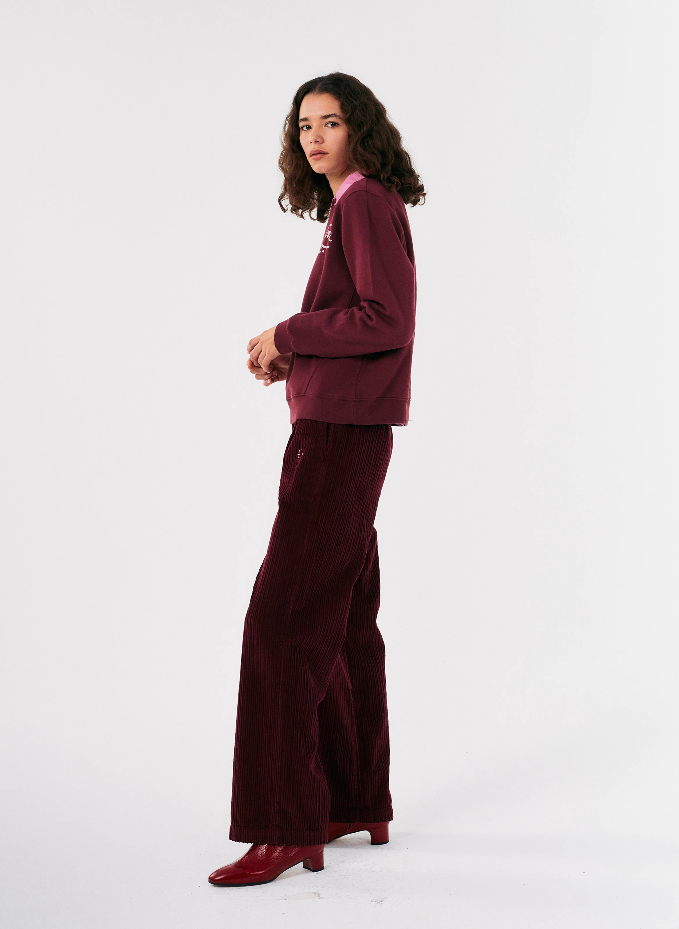 Pantalon large en coton | Rouge