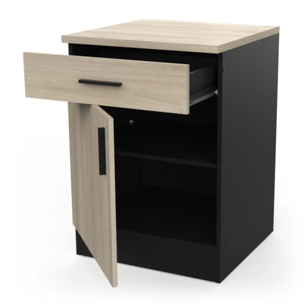 Dansmamaison Meuble de Cuisine 60 cm Noir/Chêne - ABINCI