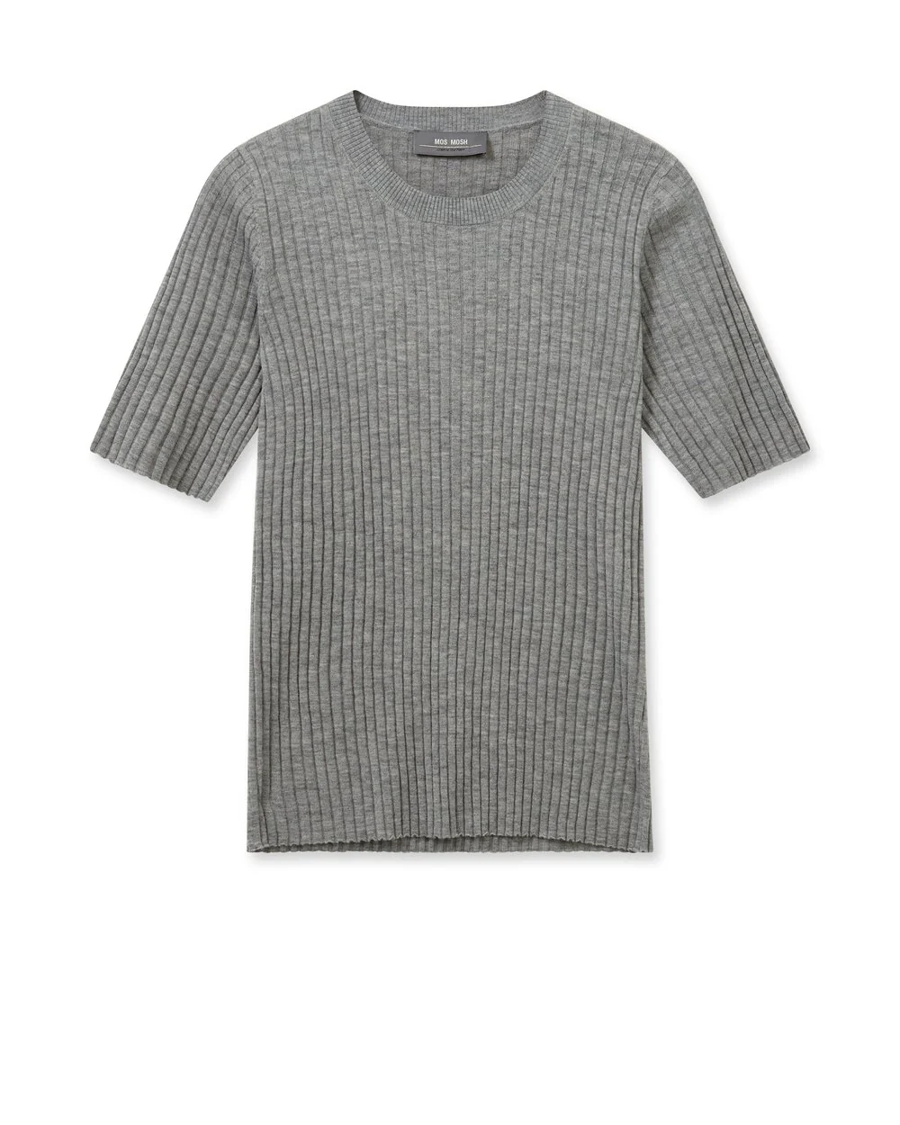 Mos Mosh  Relena Rib Crew Neck striktrøje - Sharkskin