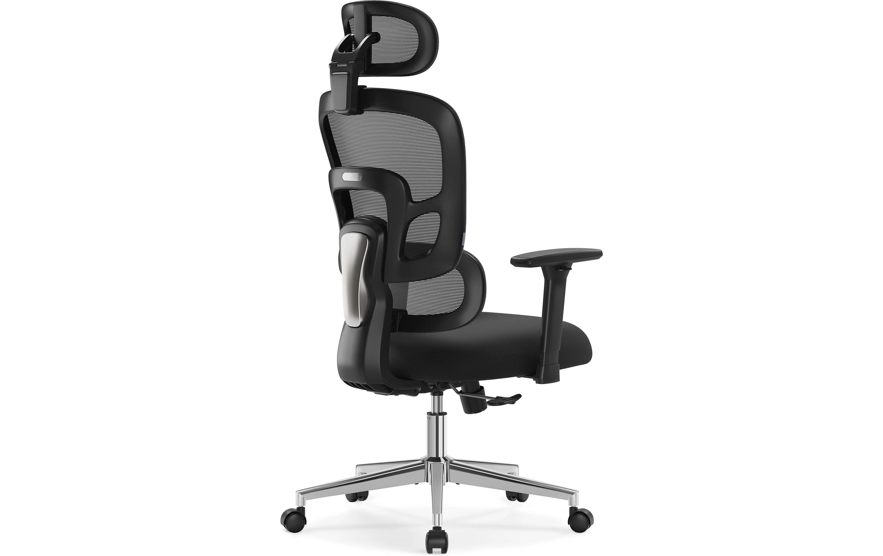 Bürostuhl mit Kopfstütze und Armlehnen, Schwarz<br>Bequemer und robuster Schreibtischstuhl