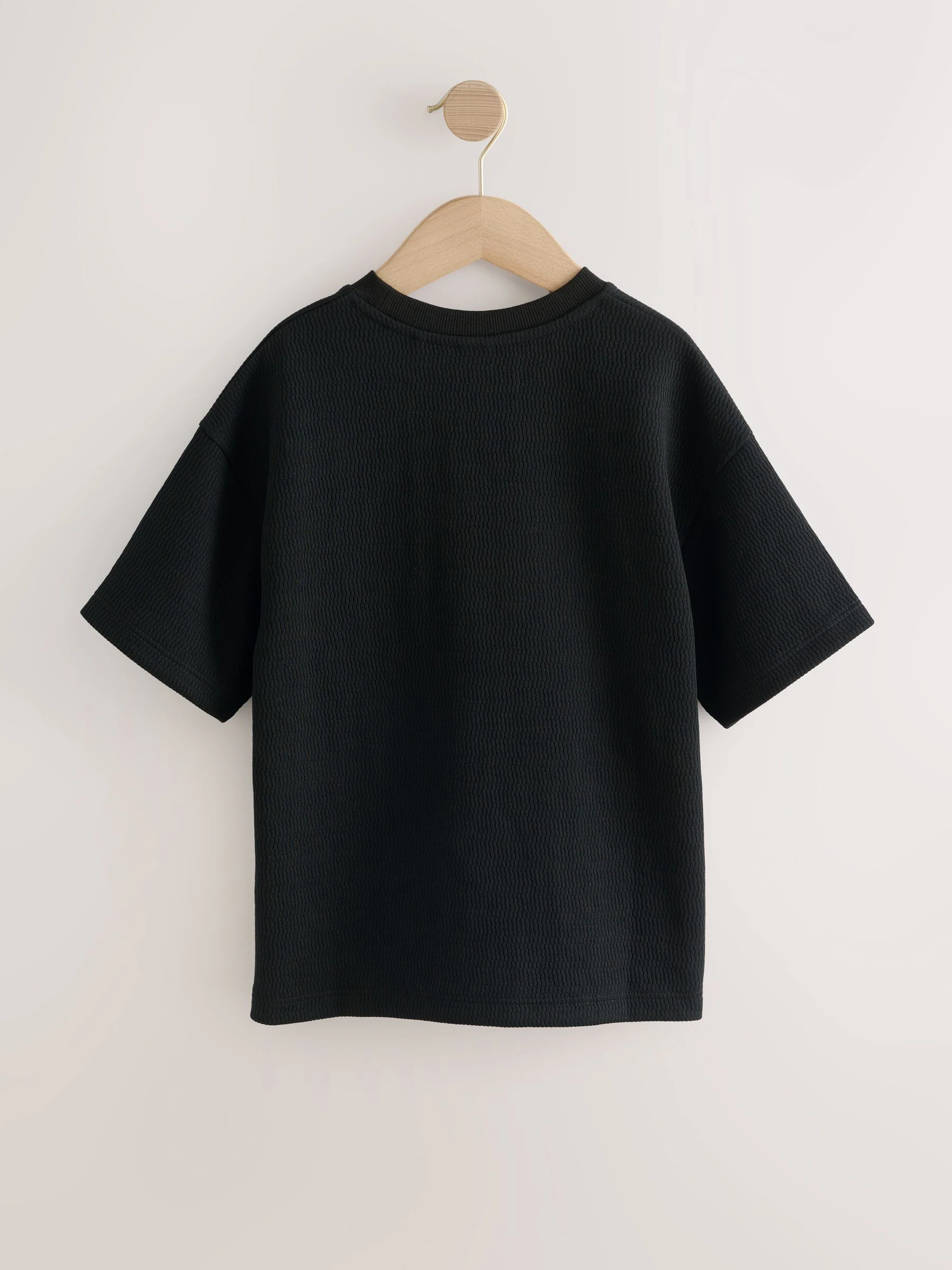Zwart - T-shirt met korte mouwen en textuur (3-16jr)