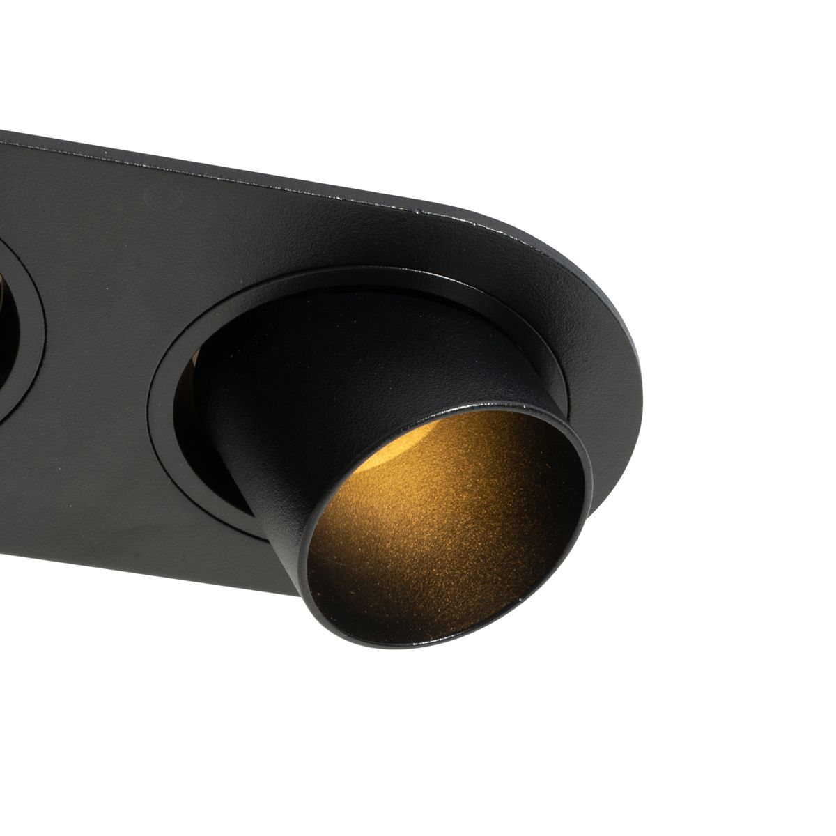 Afgeronde inbouwspot zwart GU10 35mm kantelbaar 2-lichts - Installa