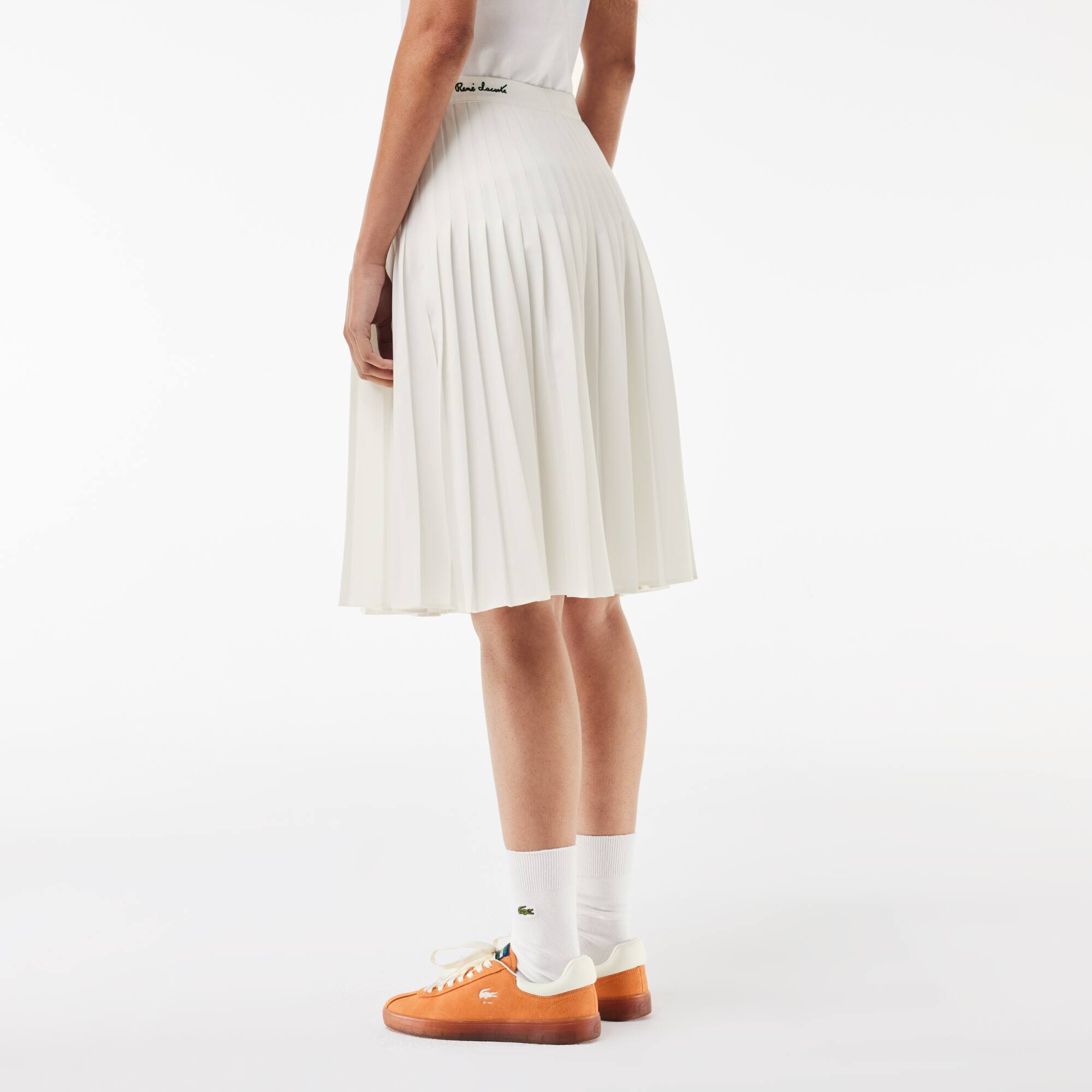 Jupe plissée en twill Robes & Jupes - Blanc - Lacoste - Femme