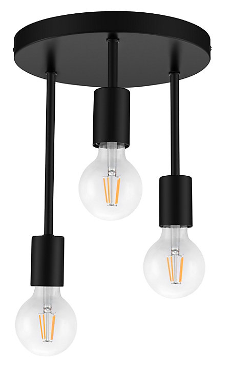 Plafonnier E27 28W GoodHome Lognes noir mat H.31 x Ø25 cm