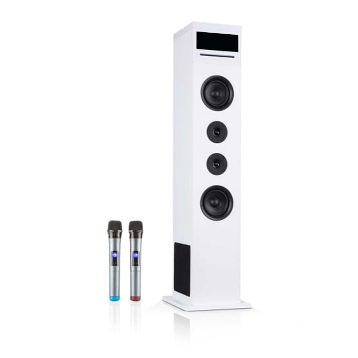 Karaboom 100 Sing Karaoketurm 120W max. CD-Player 2 Mikrofone wireless Weiß