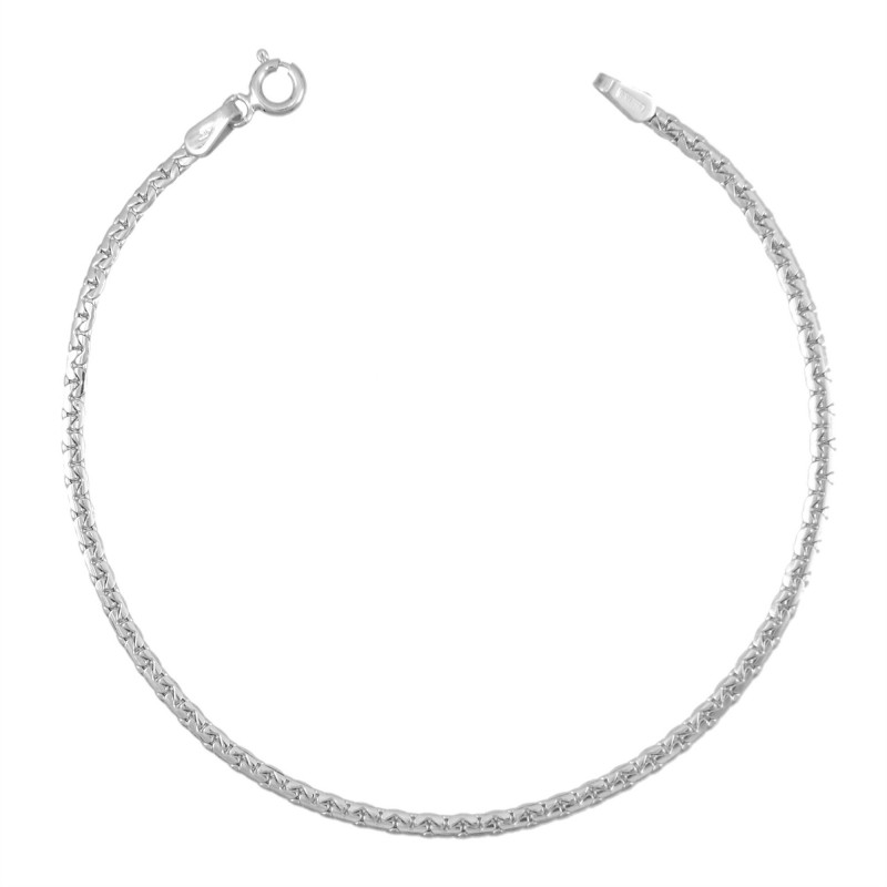 Bracelet Femme Or Blanc - Maille Haricot