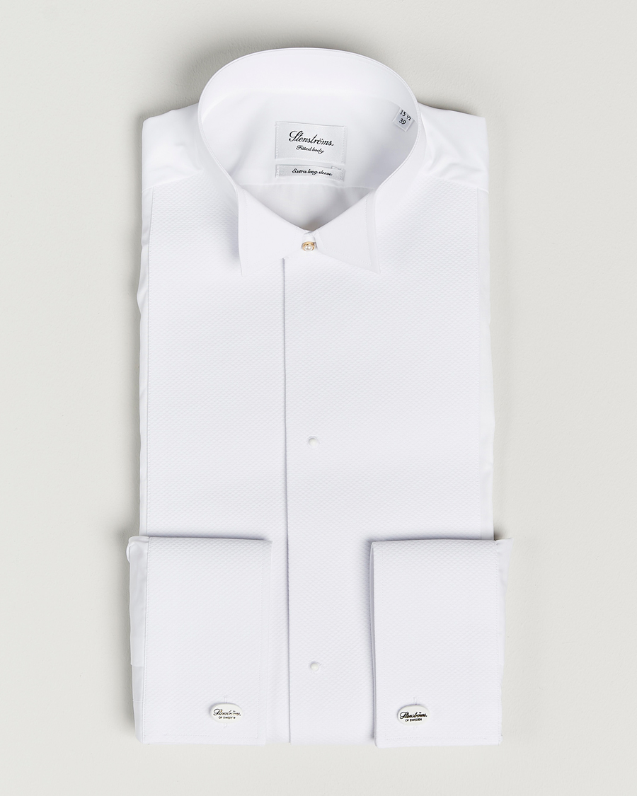 Stenströms Fitted Body XL Sleeve Stand Up Collar Evening Shir White