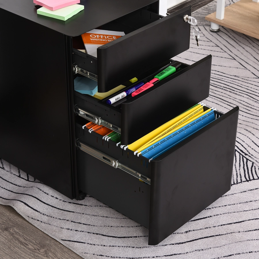 Vinsetto Aktenschrank mit Schließfach schwarz