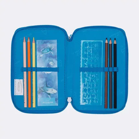 Beckmann 3-fächrige Federmappe mit Inhalt, Ocean