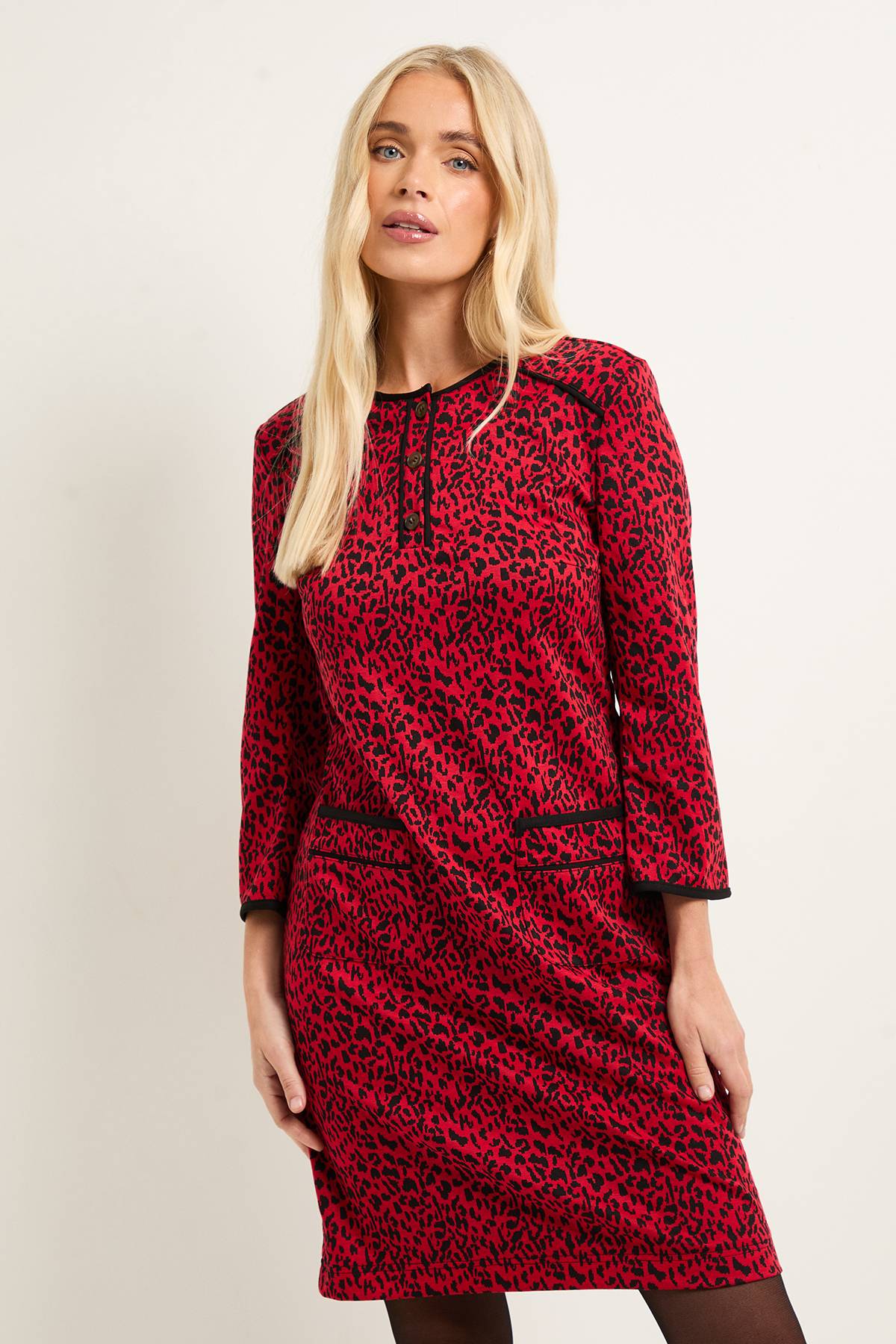 Wallis Robe Droite En Ponte À Imprimé Léopard Avec Détails Contrastés Petite
