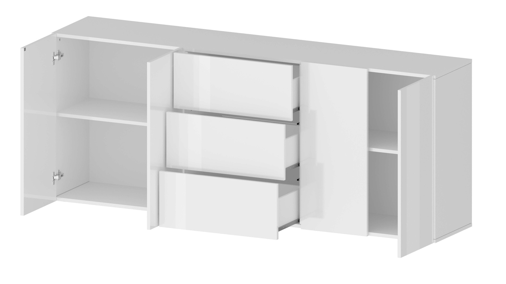 INOSIGN Sideboard »Egypt, Kommode, Schrank, Kredenz,  grifflos« 4 Türen, 3 Schubkästen mit Push-To-Open Funktion, Hochglanz Breite 200