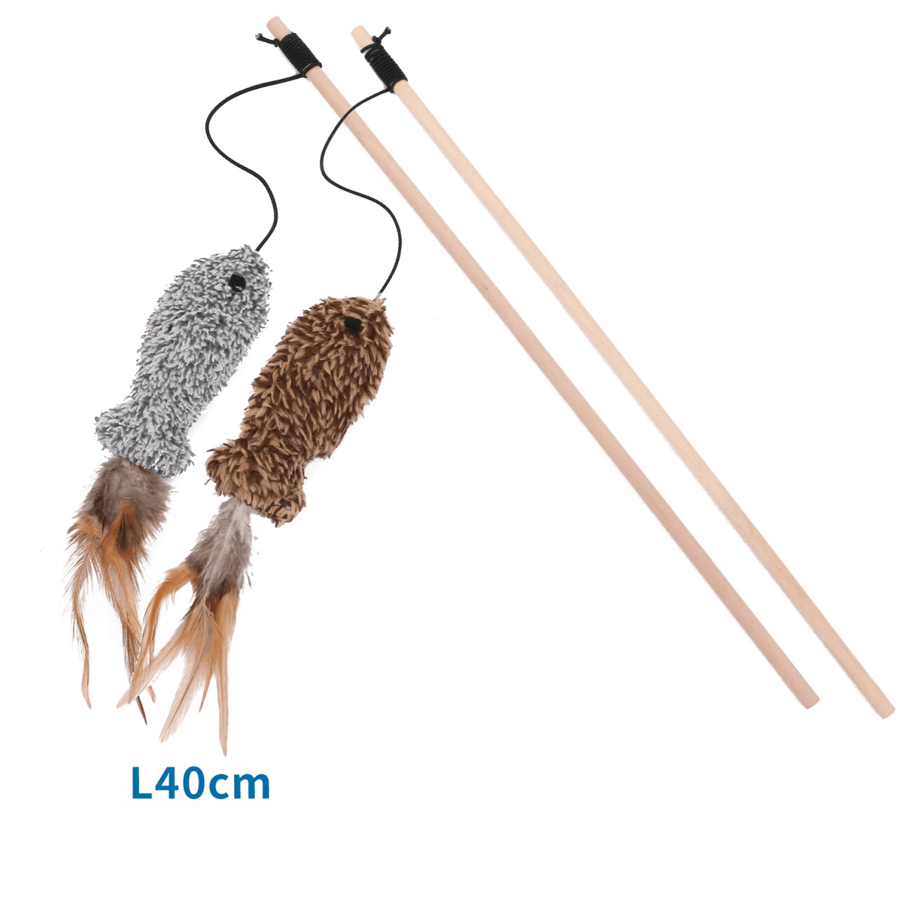nobleza - 2x Katzenangeln Mäuse mit Holzstäben
