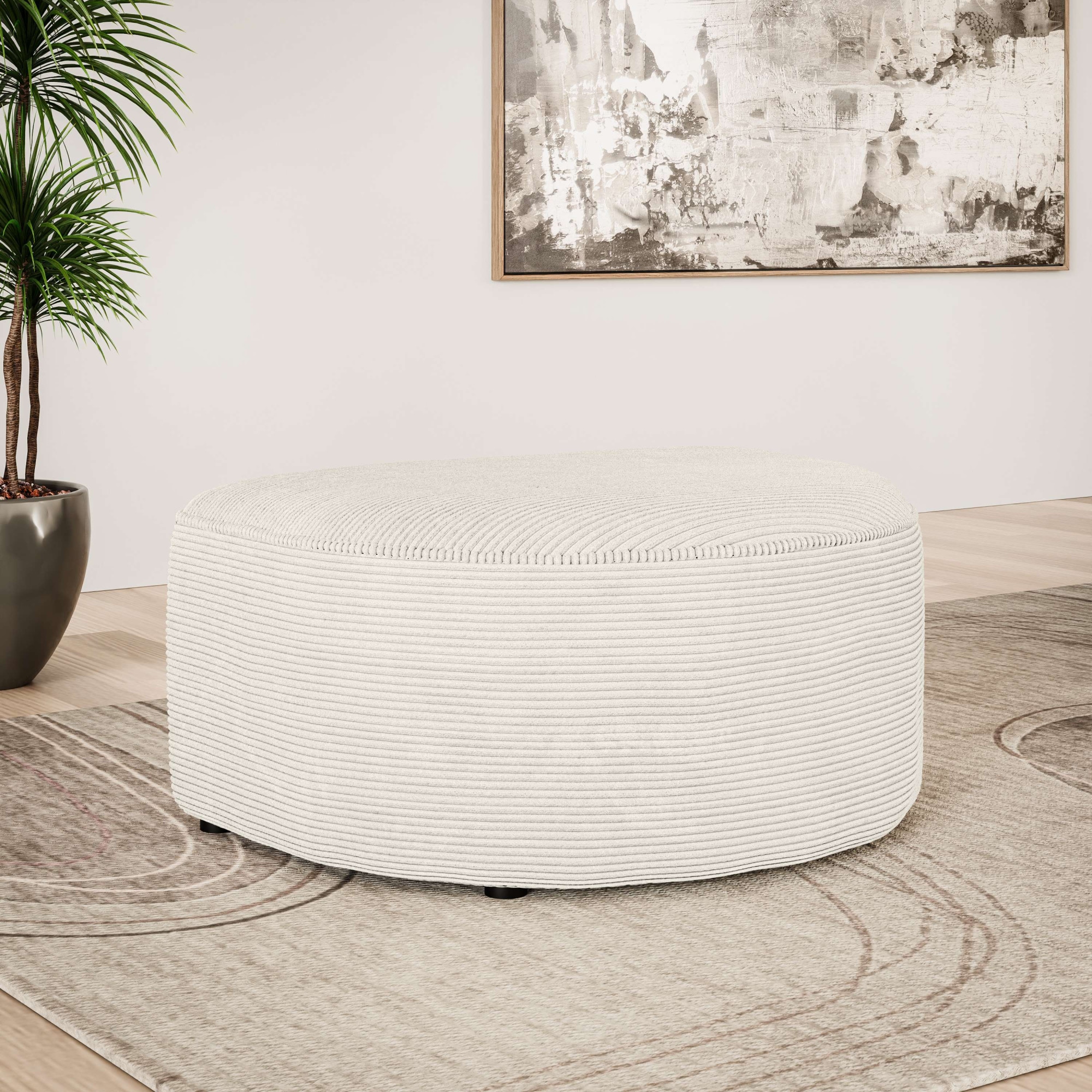 GOODproduct Polsterhocker »ADELLA passed zur Serie, Masse B/T/H: 92/69/43 cm« Hocker mit Wellenunterfederung, runde Form, auch in Cord