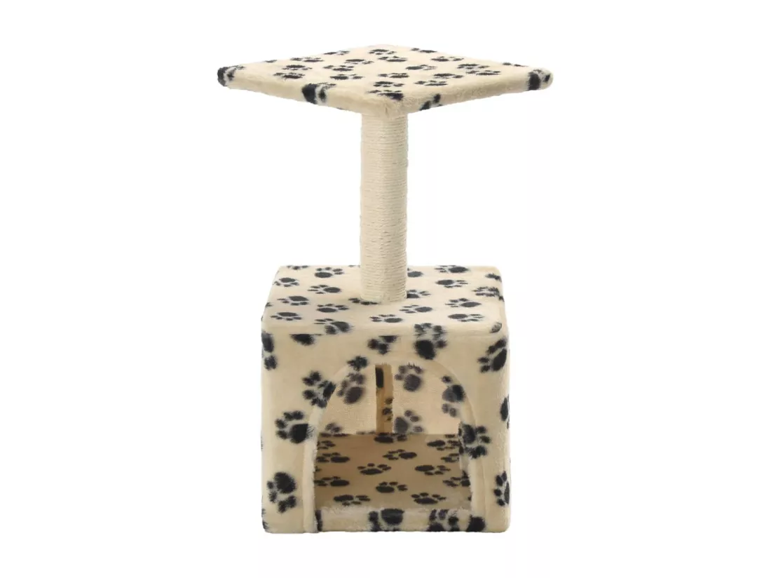 Arbre à chat avec griffoirs en sisal 55 cm Beige Motif de pattes