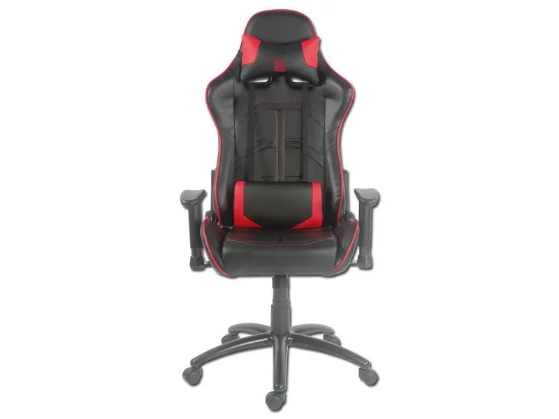 LC Power LC-GC-1 - Stol - ergonomisk - armstøtter - T-formet - drejeled - plastik, metal, PU-behandlet læder - sort/ rød