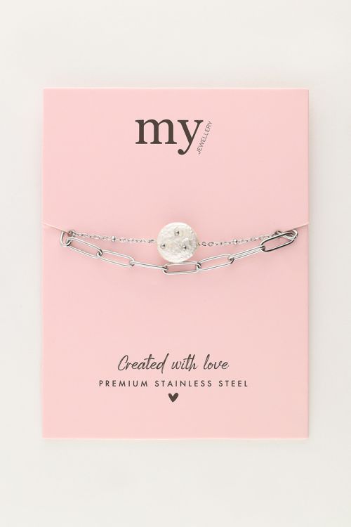 Dubbele armband met schakel en parel
