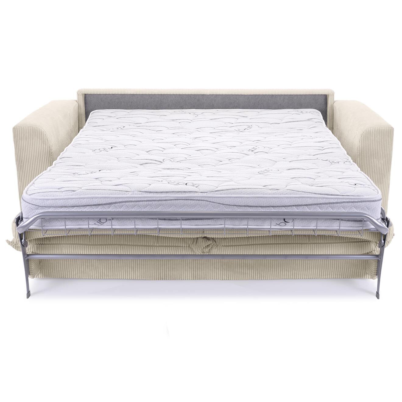 Bobochic Canapé droit augustin ouverture express velours côtelé beige - 205x97x96 cm