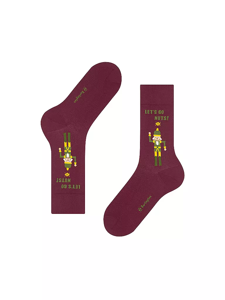 BURLINGTON Herren Socken NUTTY NUTRACKER 40-46 burgundy dunkelrot