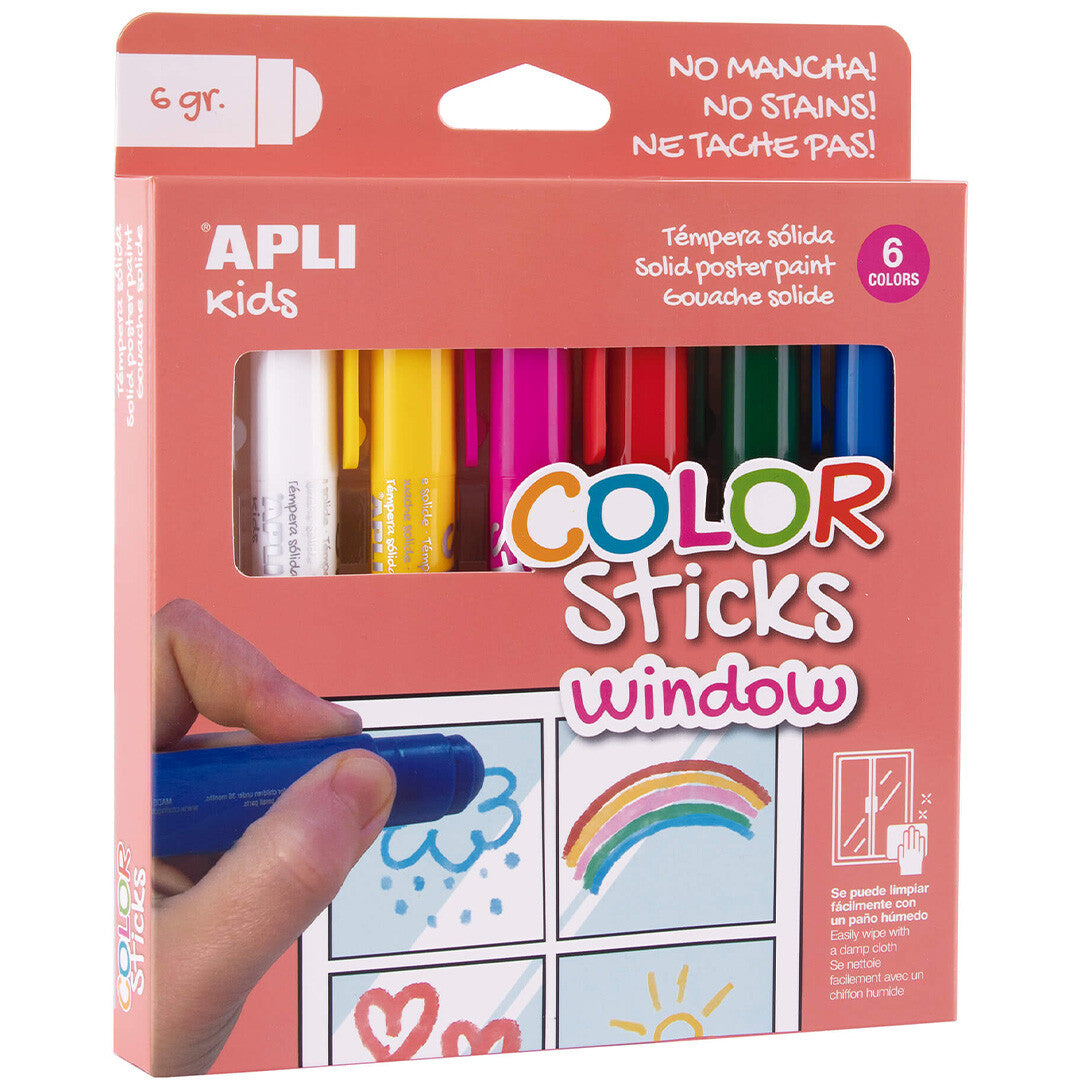 Apli kids verfstiften voor op glas - 6st