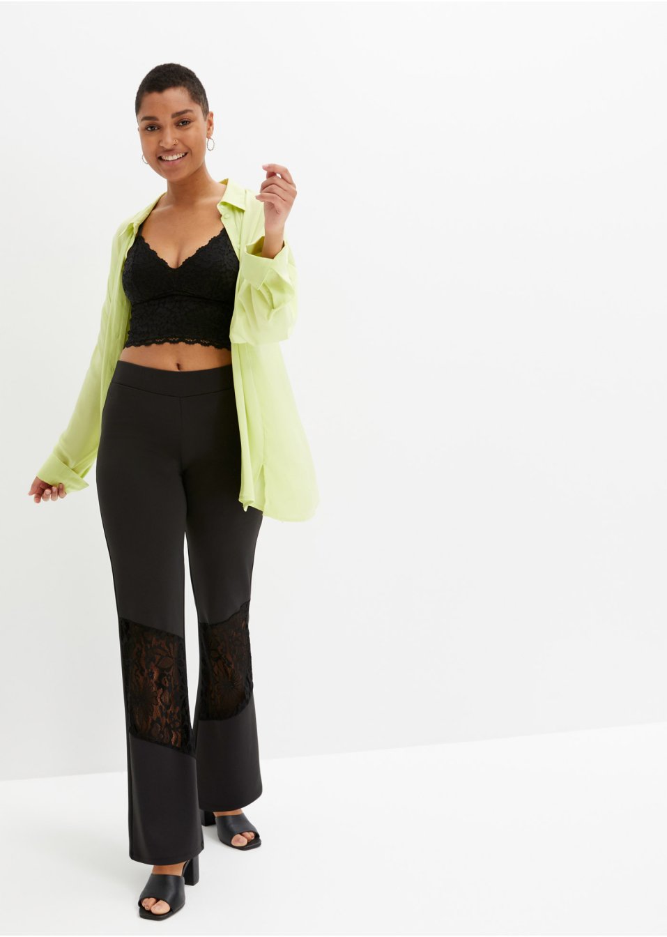 Pantalon avec empiècement dentelle