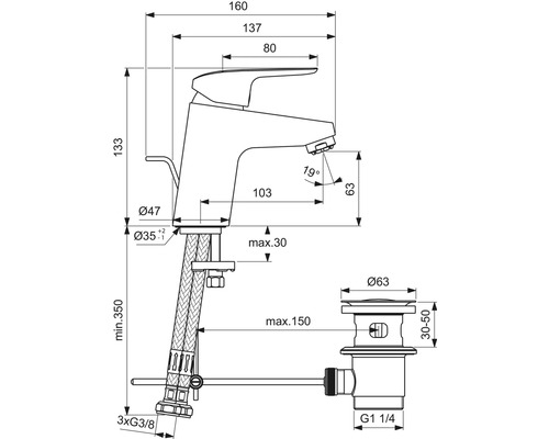 Ideal Standard CERAFLEX chroom wastafelkraan B1838AA