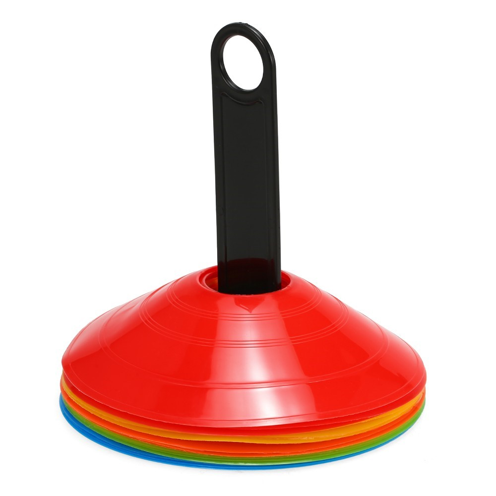 (15er Set) Trainings Pylone Sport Feldmarkierungs Hütchen Kegel mit Halterung - Bunt