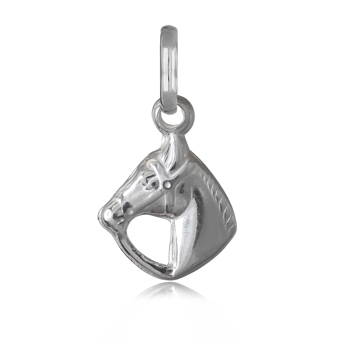Pendentif argent rhodié tête de cheval