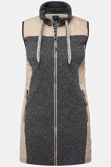 Strickfleece-Weste, Stepp-Einsätze, Stehkragen, Zipper