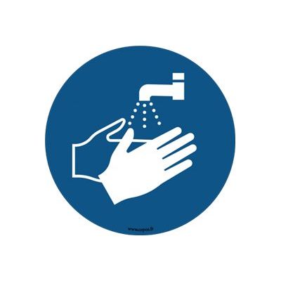 Take Care by CEP - Sticker de signalisation au sol : lavage des mains obligatoire - 45 cm de diamètre