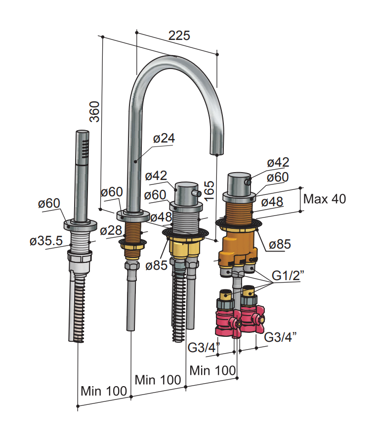 Hotbath Buddy/Laddy Thermostatische Badrand Kraan Geborsteld Nikkel B063