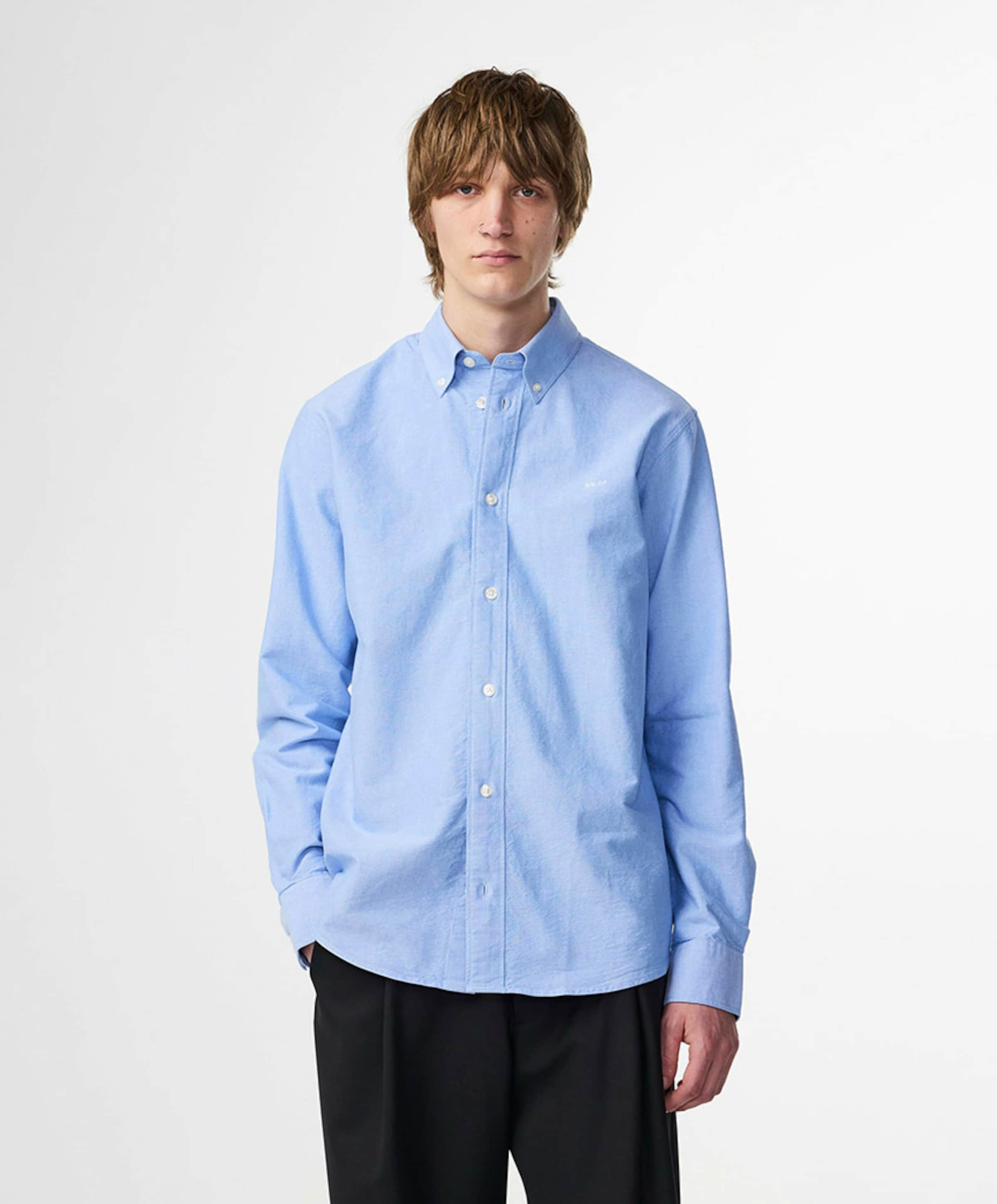 NN.07 Heren overhemd lange mouw blauw