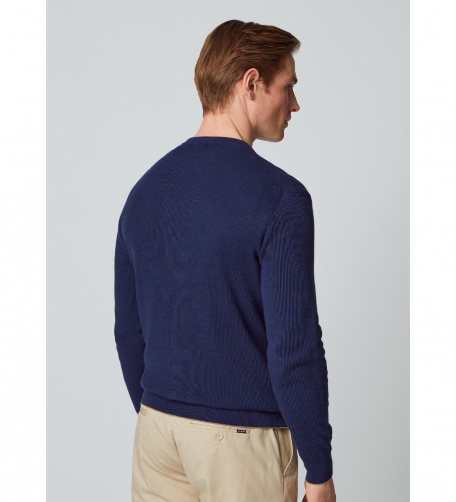 Hackett Jersey Rib azul marinho