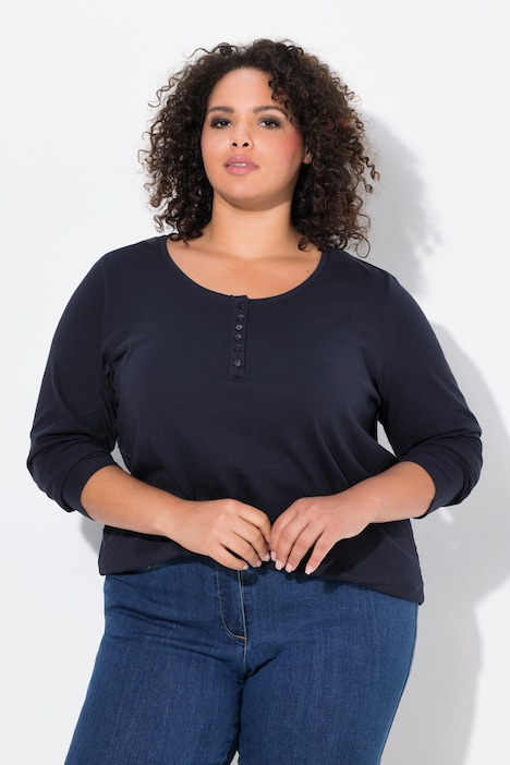 Basic Shirt, Knopfleiste, regular, Langarm