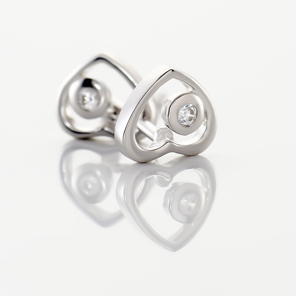 Boucles D'oreilles Puces Ashley Argent Blanc Oxyde De Zirconium