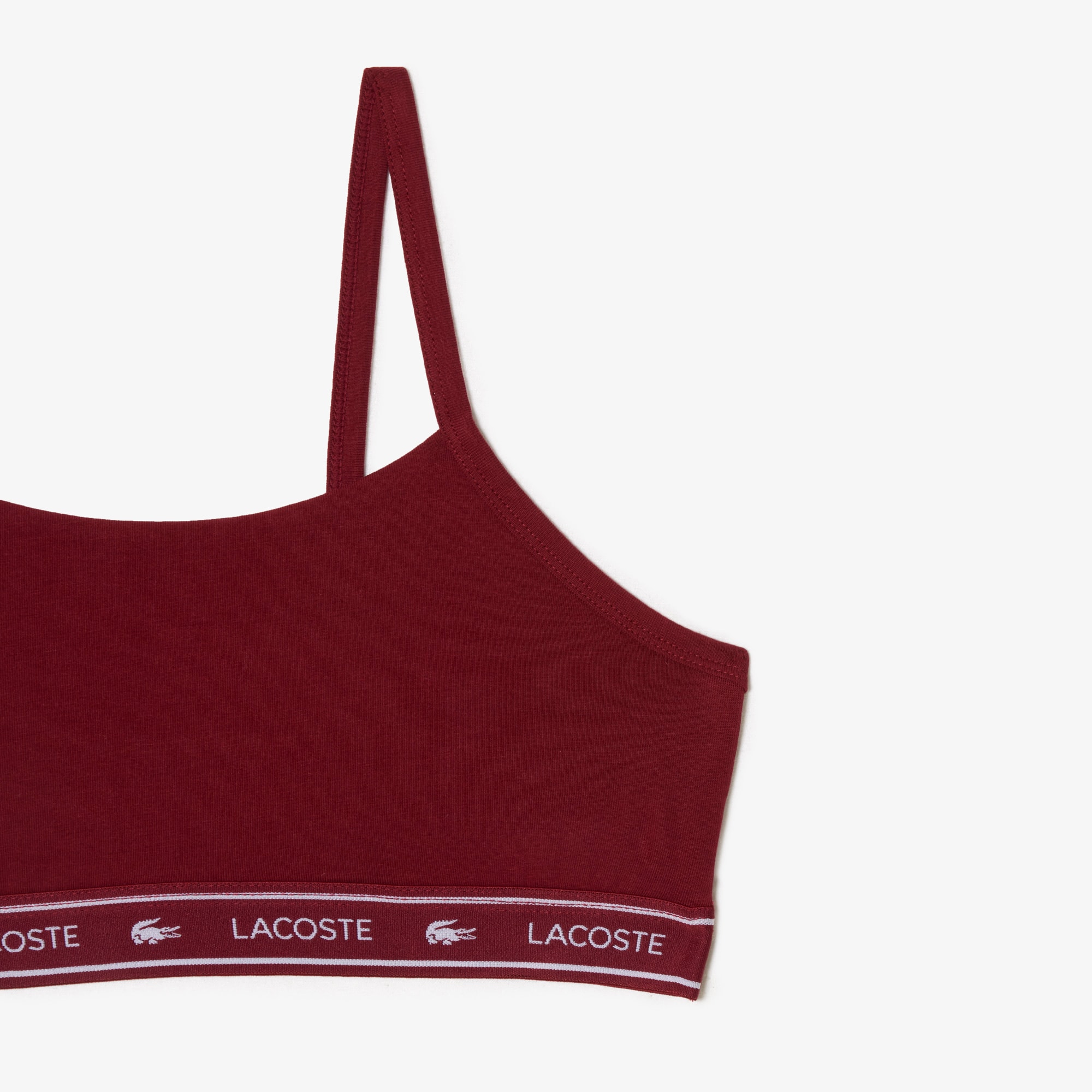 Brassière avec bande siglée en coton stretch Brassières - Rouge - Lacoste - Femme