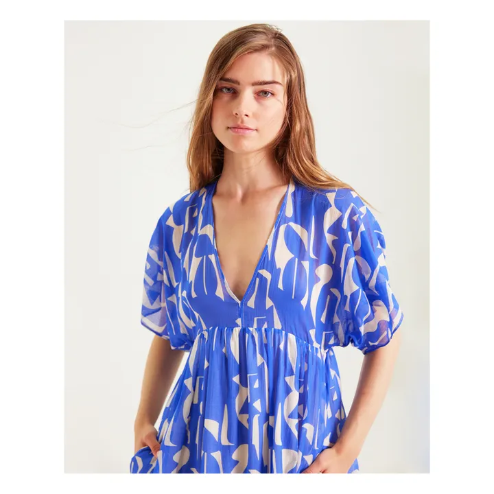 Sacrécoeur Robe Nour Imprimée | Bleu roi