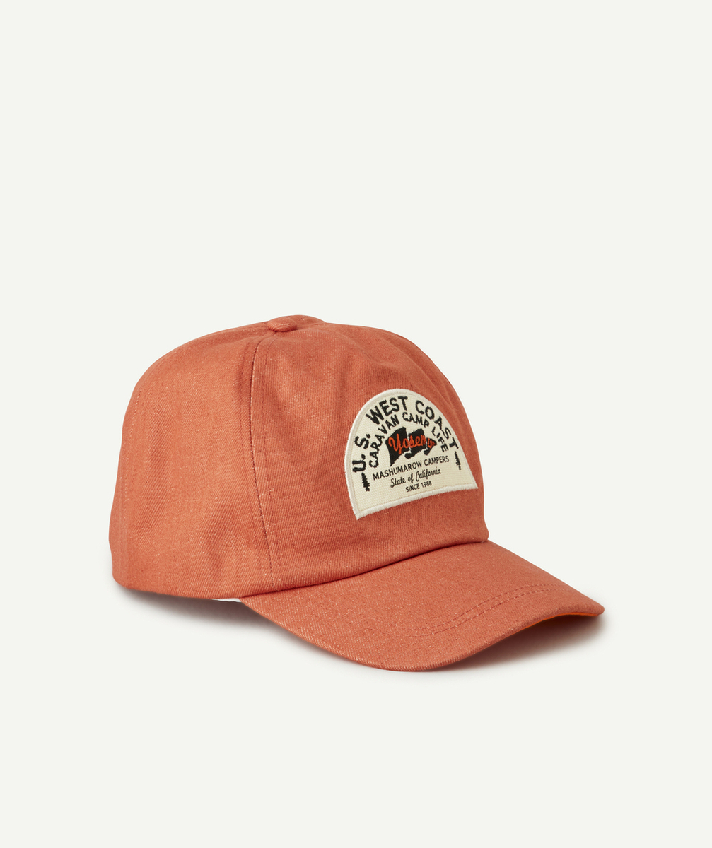 CASQUETTE GARÇON ORANGE AVEC PATCH BRODÉ