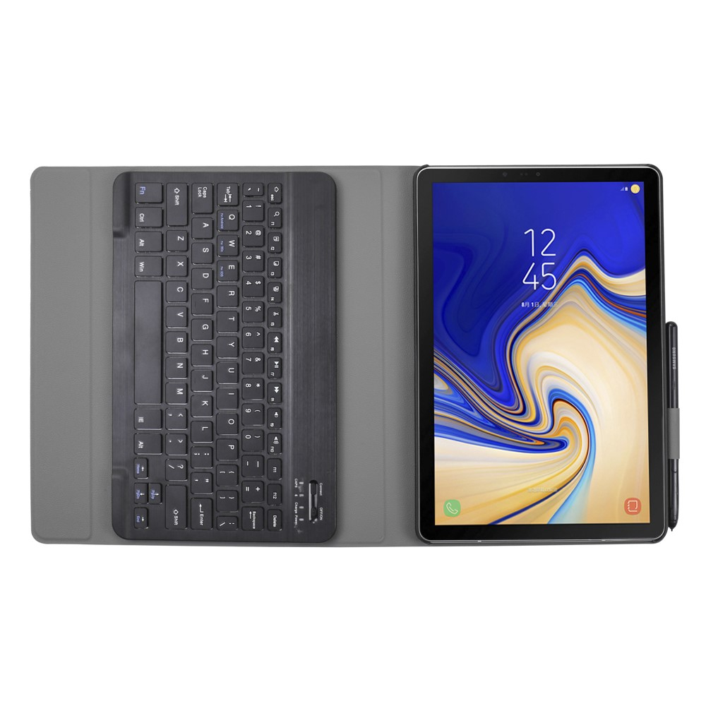 Samsung Galaxy Tab A 10.5 Leder Tasche Magnet Bluetooth Tastatur Abnehmbar (QWERTY) - Schwarz