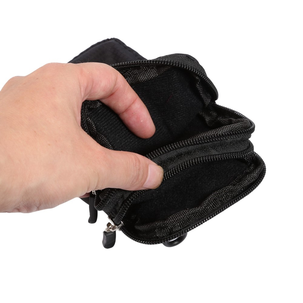 (180x100x35mm) Spritzwasserfeste Universal Nylon Tasche mit Gürtelclip und Karabinerhaken - Schwarz