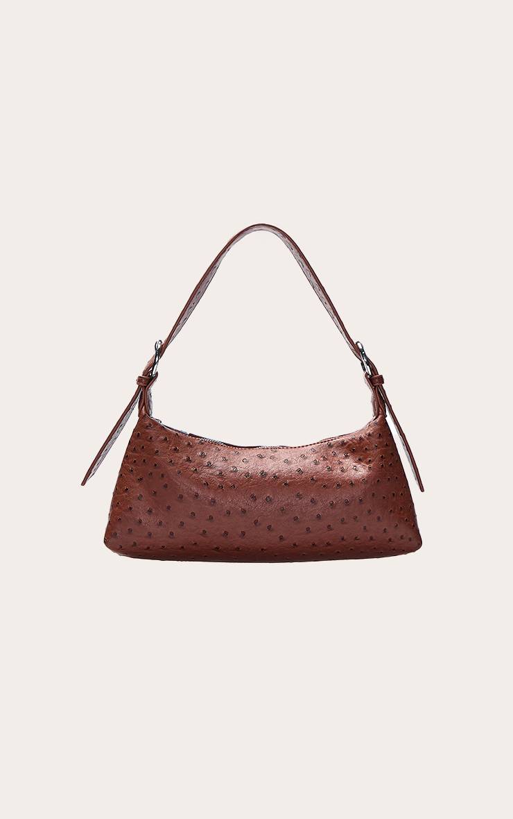 Marron Sac À Bandoulière Effet Autruche En Synthétique