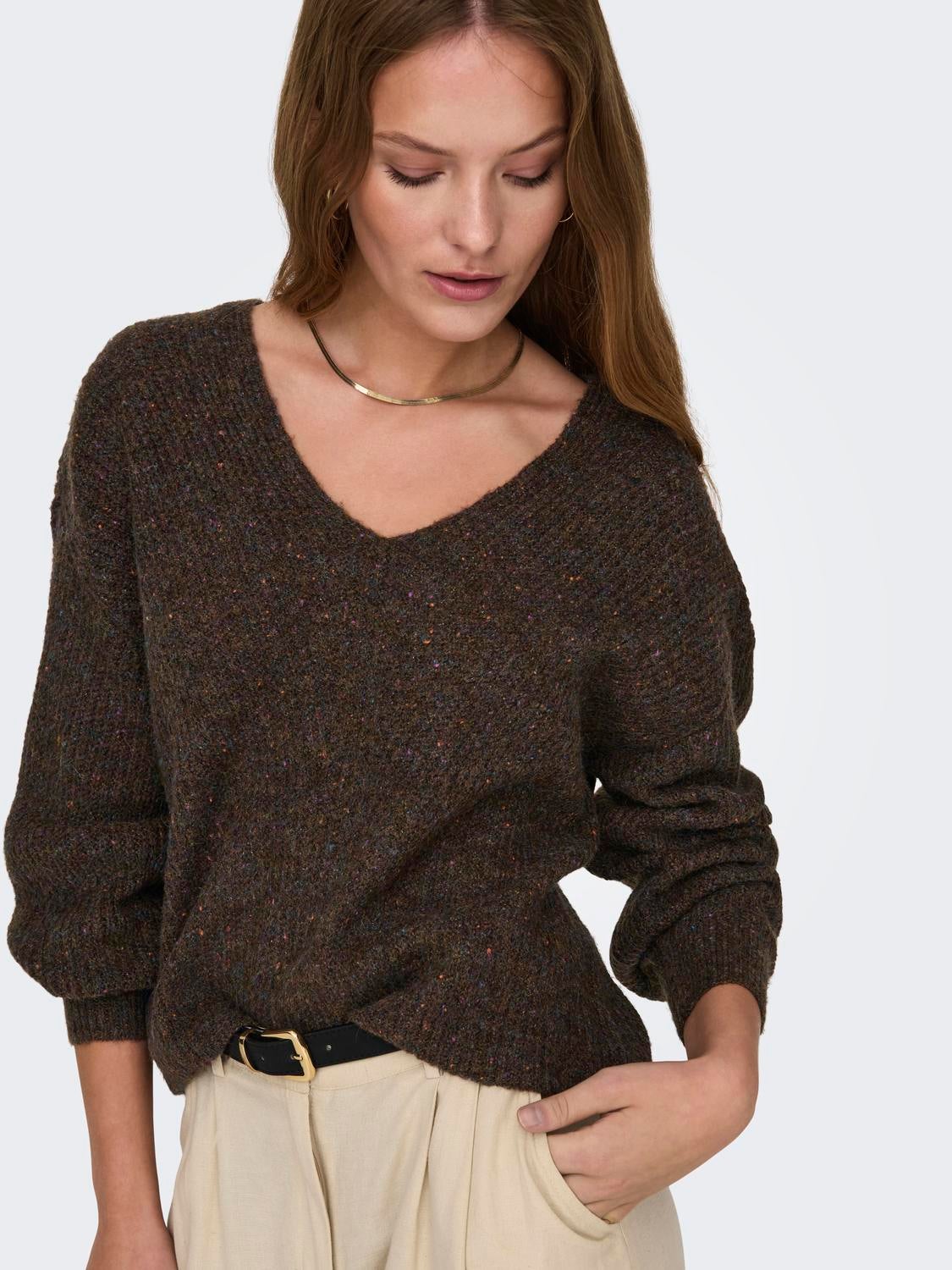 ONLVENEDA Strickpullover Chestnut