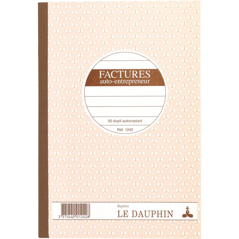 Manifold facture auto entrepreneur Le dauphin autocopiant 14,8 x 21 cm 50 pages double exemplaires