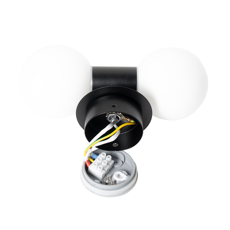 Moderne wandlamp zwart IP44 2-lichts - Cederic